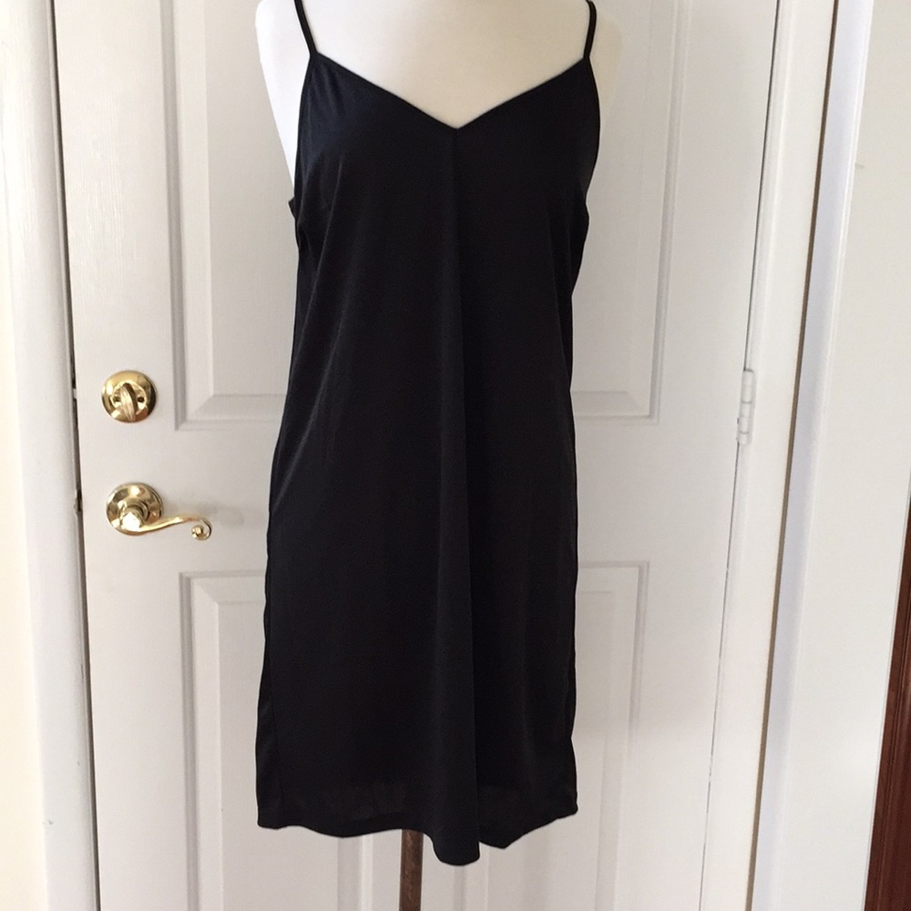 Black v-neck slip chemise